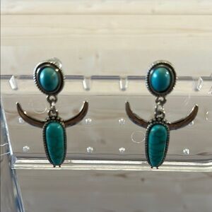 Turquoise Silver Dangle Earrings